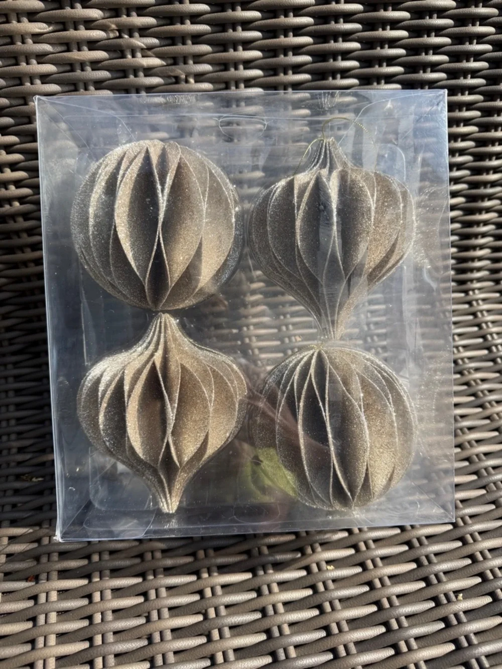 Gold Glitter Ornaments - Set of 4 - NWT